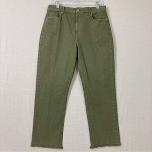New LOFT Green High Rise The Straight Crop Frayed Hem Jeans size 10/30